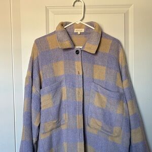 Roolee Checkered Teddy Jacket - Lavender and Beige